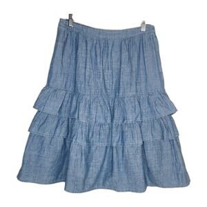 J. Crew Women's M Tiered 100%‎ Cotton Prairie Cottagecore Boho Y2K Midi Skirt